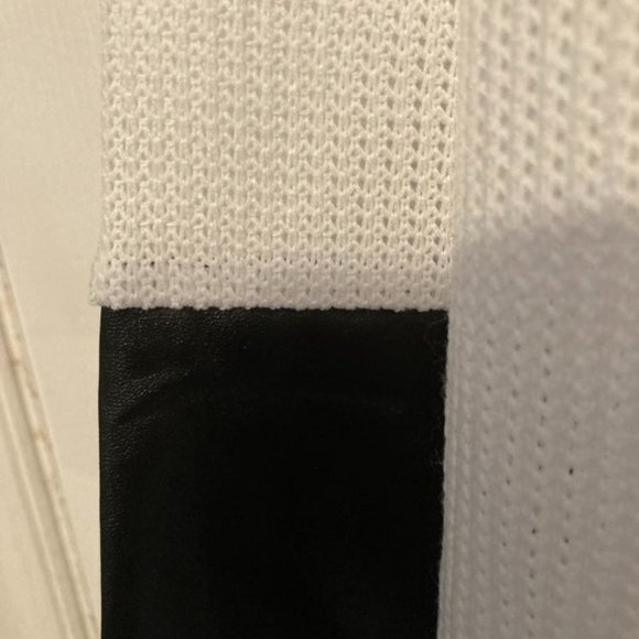 Women's Leather Long Sleeve Knitted Cardigan - Picture 3 of 4